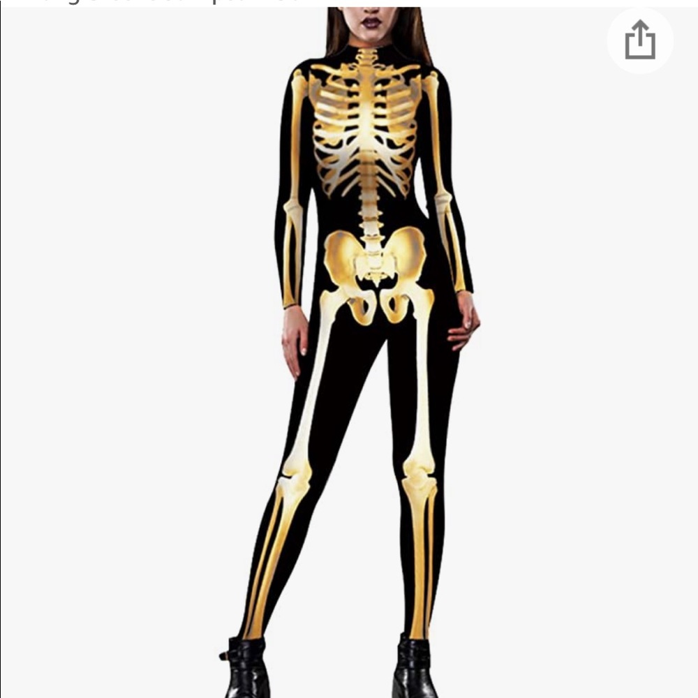 Womens Black & Gold skeleton jumpsuit
